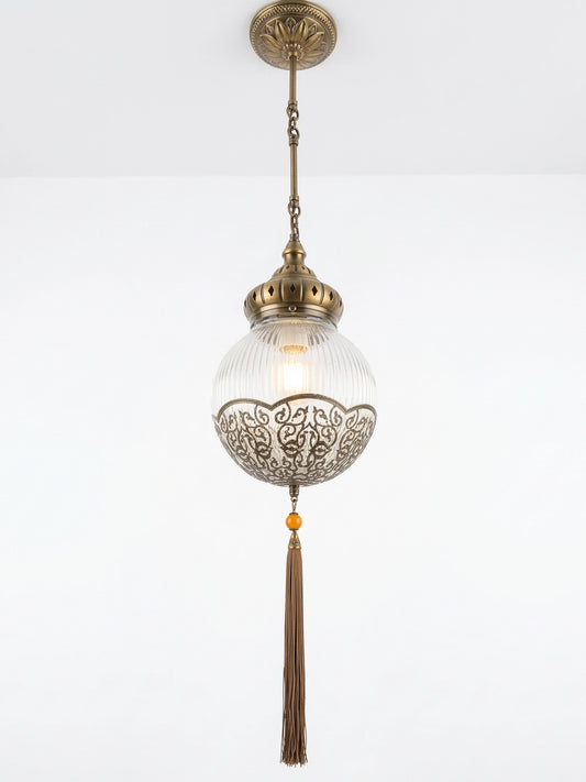 Artisan Brass Globe Pendant Light - Handcrafted Filigree Lantern for Entryway & Hallway