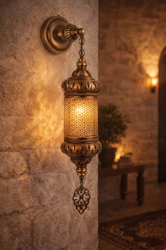 Exquisite Filigree Hanging Wall Sconce - Handmade Vintage Lantern Lamp