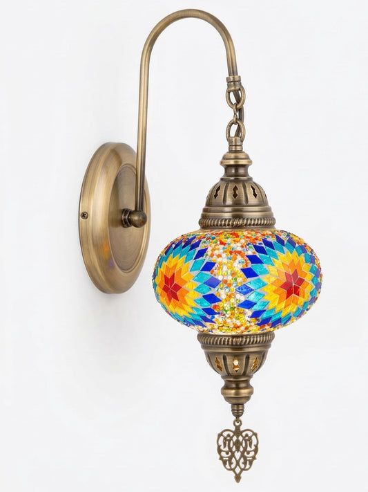 Artisan Handmade Mosaic Glass Wall Sconce - Bohemian Ambient Lighting for Home Decor