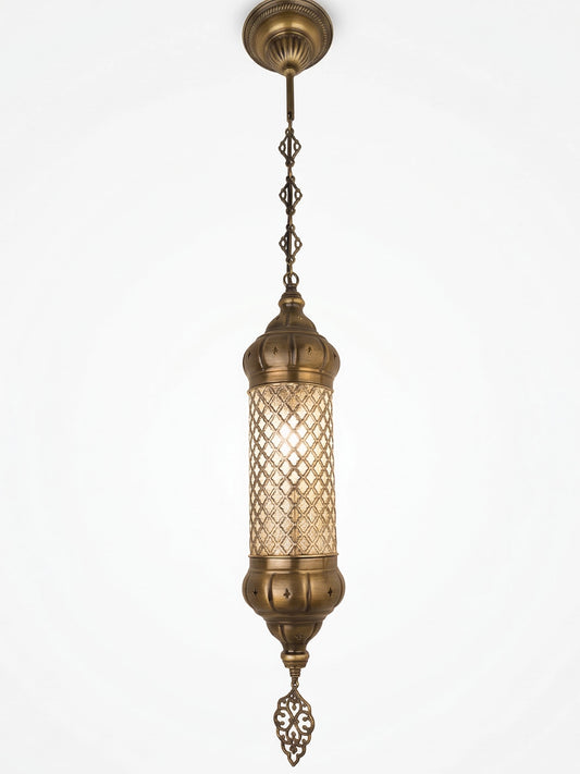 Handmade Turkish Single Pendant Light - Antique Bronze Brass Artisan Hanging Fixture
