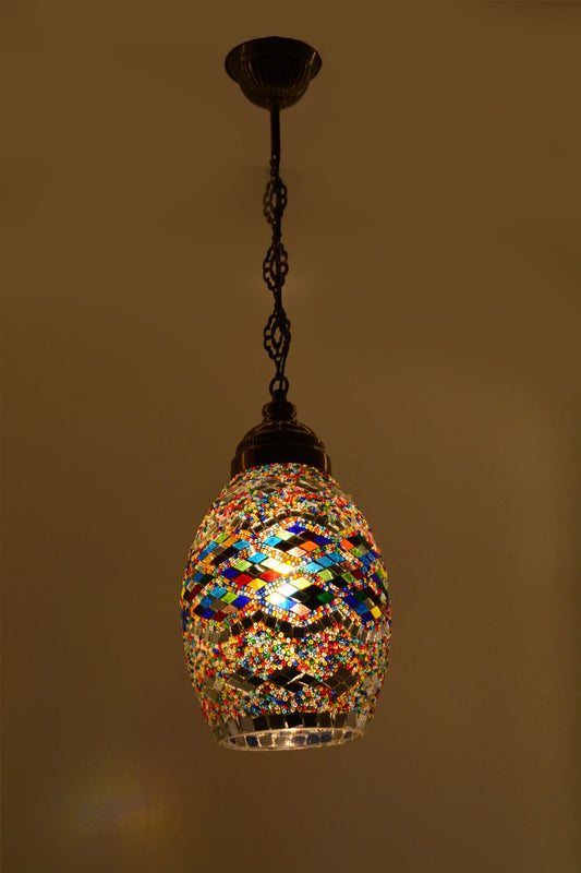 Handmade Turkish Mosaic Pendant Lamp, Colorful Hanging Turkish Light