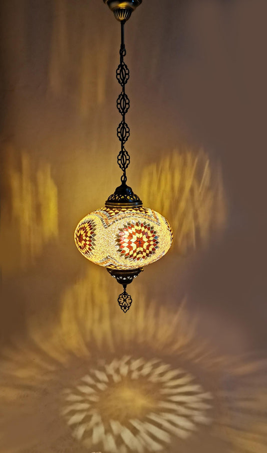 Unique Turkish Mosaic Pendant Lamp, Colorful Hanging Turkish Light