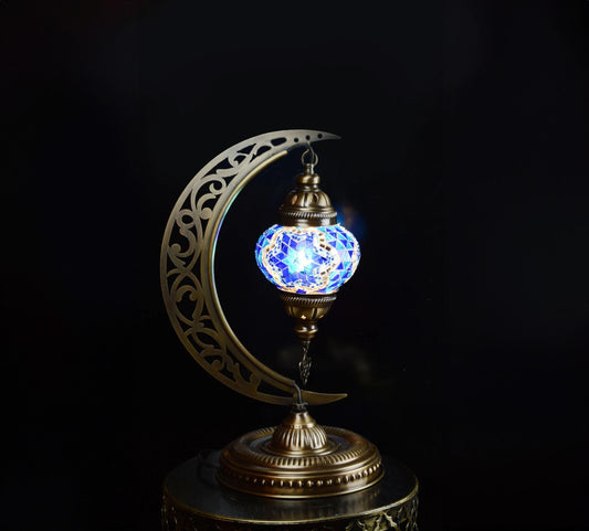 Moon Turkish Lamp Mosaic Table Lamp, Turkish Moroccan Lamp