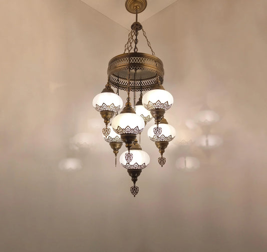 Chandelier Lighting 7 Clear Globes Turkish Chandelier, Living Room Chandelier - Anatolia Lighting