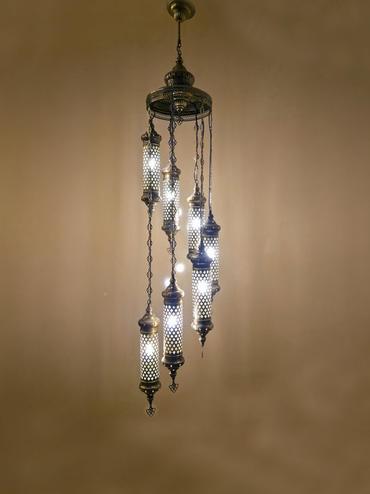 Turkish Hanging Lantern Chandelier, Turkish Lamp, Moroccan Mosaic Chandelier
