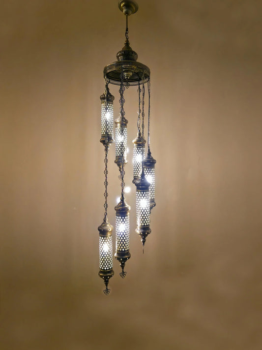 Turkish Hanging Lantern Chandelier, Turkish Lamp, Moroccan Mosaic Chandelier - Anatolia Lighting