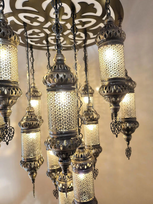 Chandelier Lighting Dining Room, Entryway Pendant Chandelier Lamp, Unique Handmade Brass - Anatolia Lighting