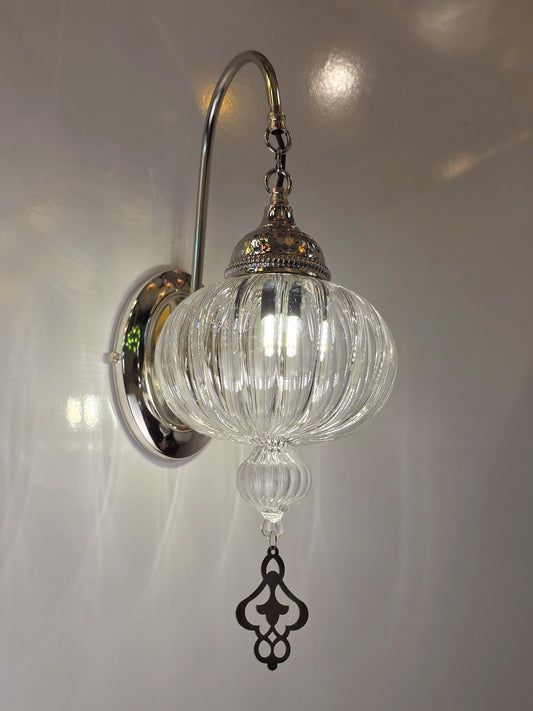 Plug in Wall Sconce Light Fixture, Silver Wall Sconce Lamp, Wall Lighting