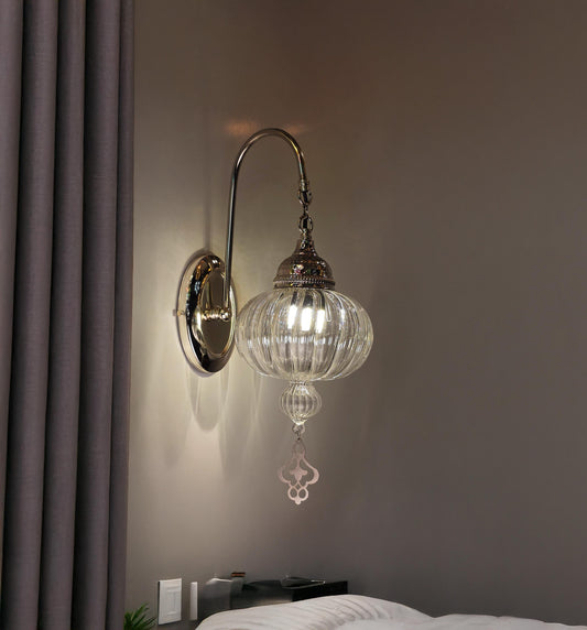 Plug in Wall Sconce Light Fixture, Silver Wall Sconce Lamp, Wall Lighting