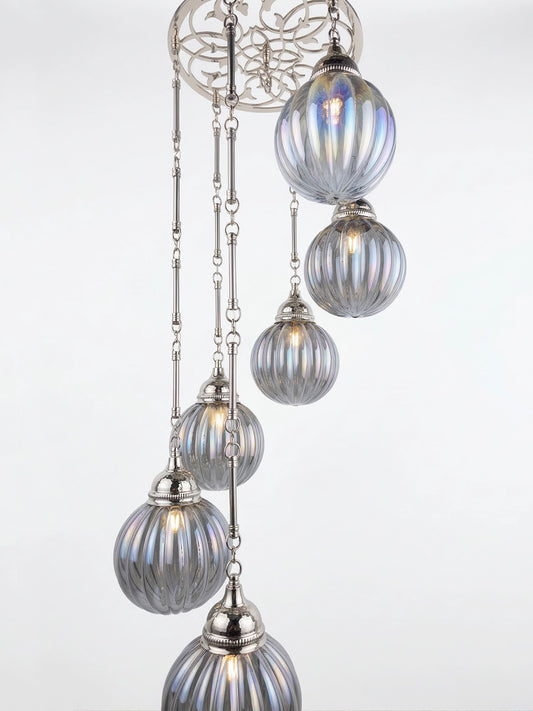 6-Light Glass Globe Pendant Chandelier - Handcrafted Modern Hanging Lamp