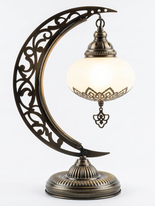 Elegant Handcrafted Crescent Moon Mosaic Lamp - Ambient Table Light