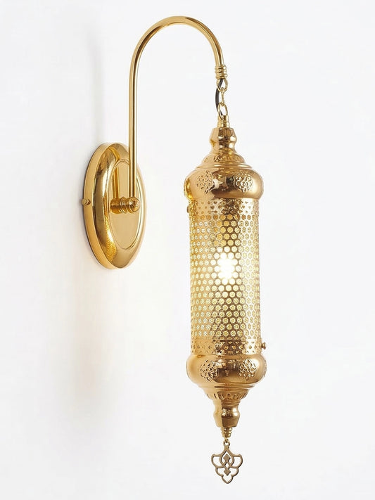Elegant Perforated Gold Wall Sconce - Luxury Handmade Brass Lighting Fixture
