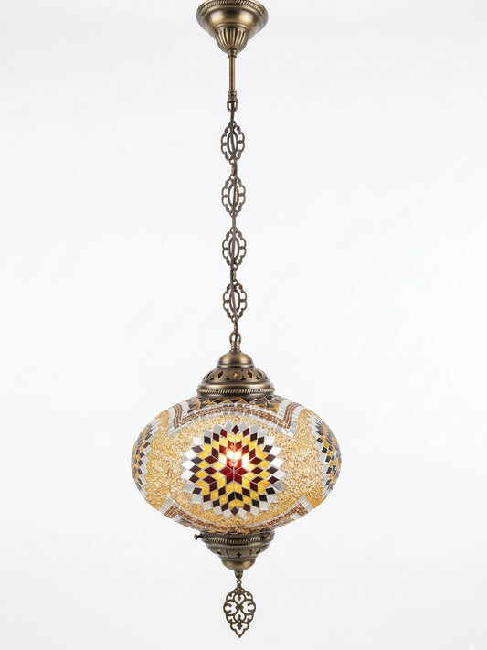 Handcrafted Mosaic Pendant Lamp - Artisanal Glass Ceiling Light for Unique Interiors