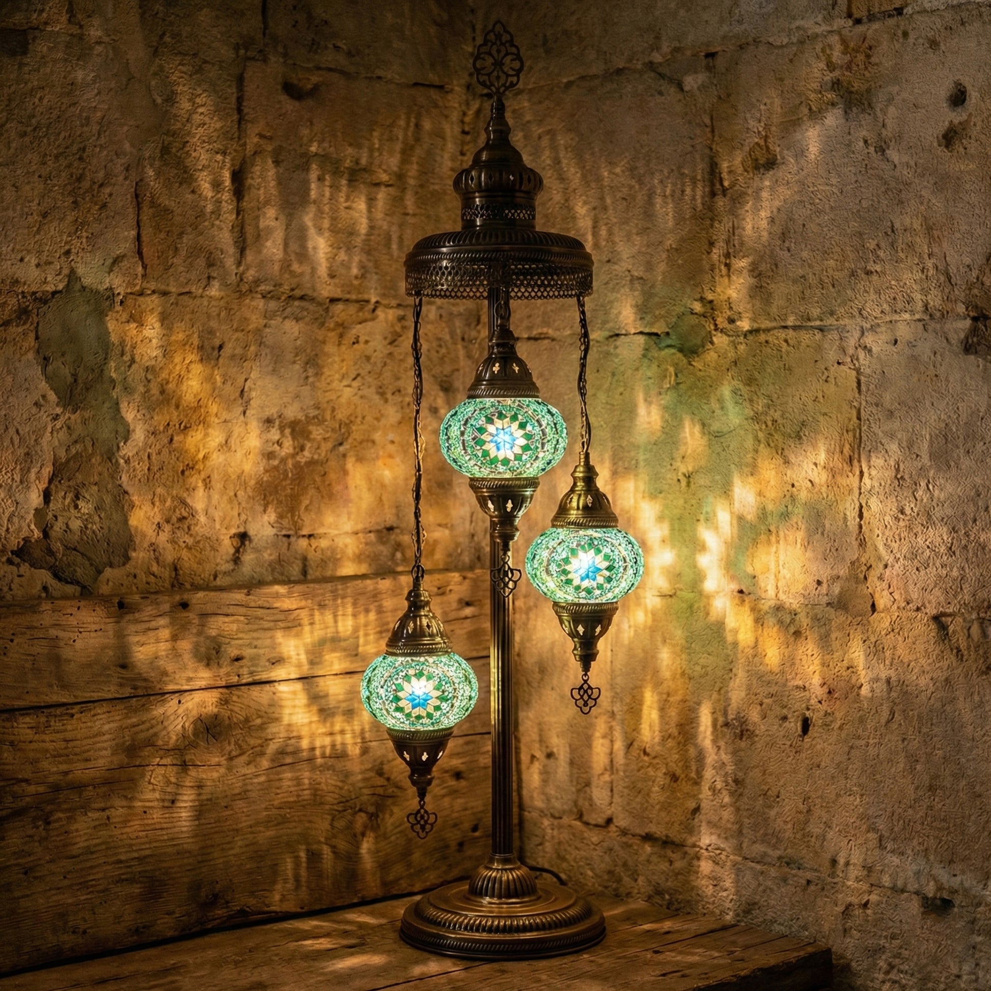 3 Globe Turkish Floor Lamp, Majlis Seating Decor, Arabic Moroccan Standing Lamp, Dubai Luxury Mosaic Light, Boho Oriental Corner Lighting - Anatolia Lighting