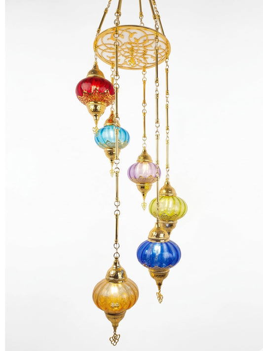 Artisan 6-Light Glass Globe Chandelier - Handmade Pendant Light Fixture