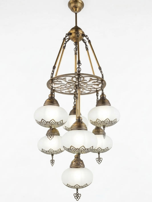 Artisan 7-Globe Statement Chandelier - Handcrafted Pendant Lighting for Living Room & Entryway