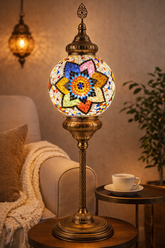 Handcrafted Turkish Mosaic Floor Lamp (90cm) – Radiant Star Bohemian Lighting