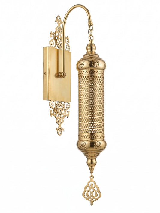 Elegant Perforated Gold Wall Sconce - Handcrafted Luxury Metal Wall Lamp