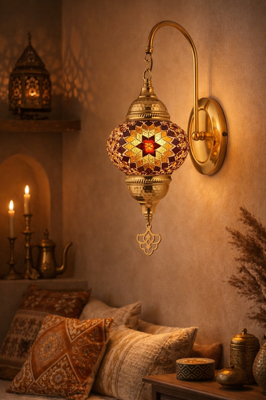 Handmade Mosaic Wall Sconce - Elegant Art Deco Glass Lighting for Bedrooms & Hallways