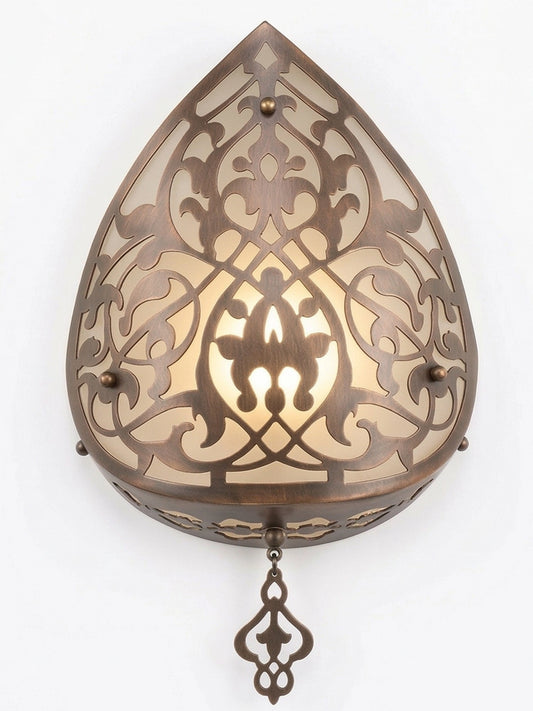 Handcrafted Moroccan Teardrop Wall Sconce - Laser Cut Metal Light Fixture for Ambient Mood Lighting