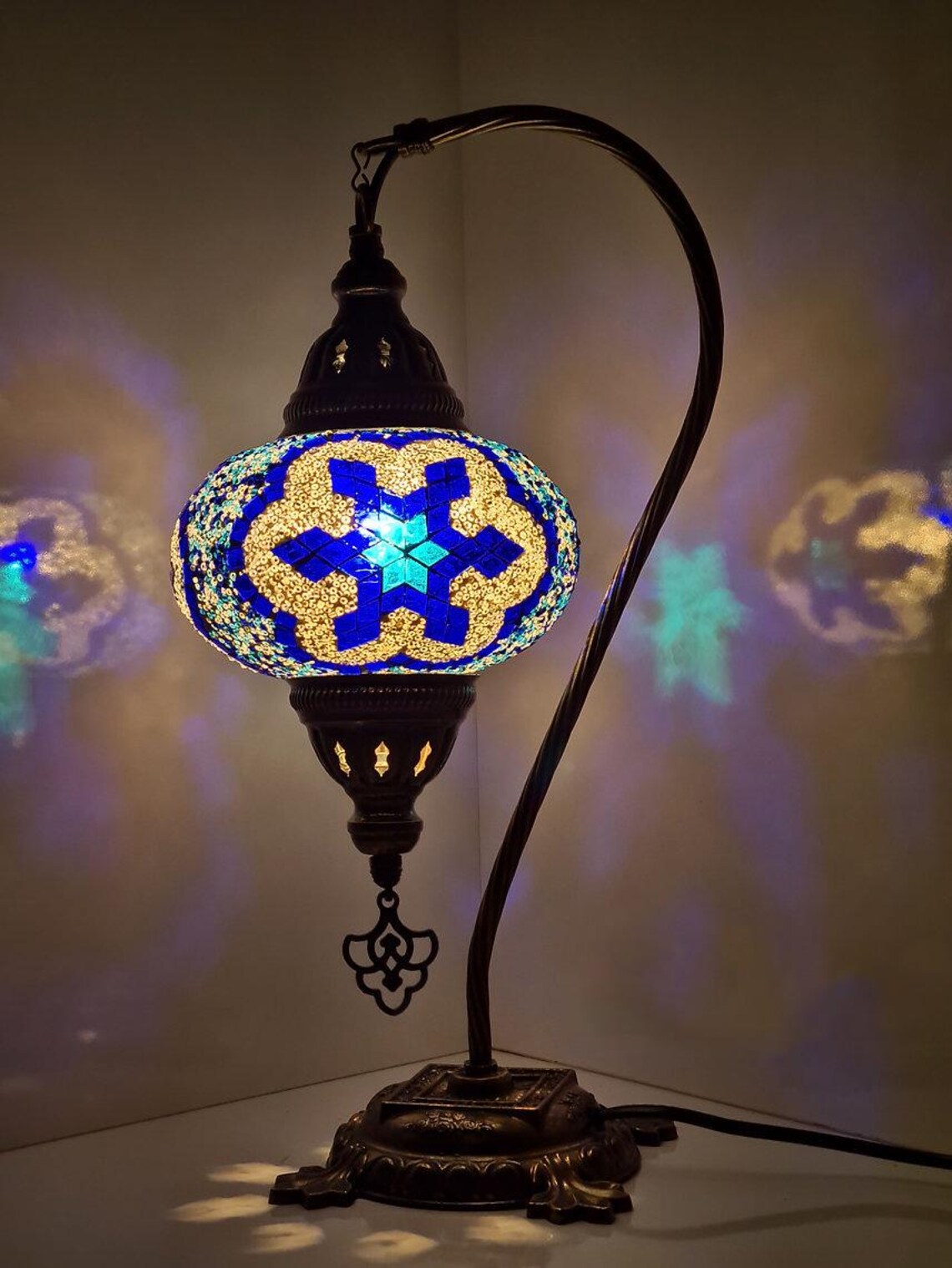 Turkish Mosaic Table Lamps, Turkish Moroccan Lamp, Glass Bedside Desk Lamp - Anatolia Lighting