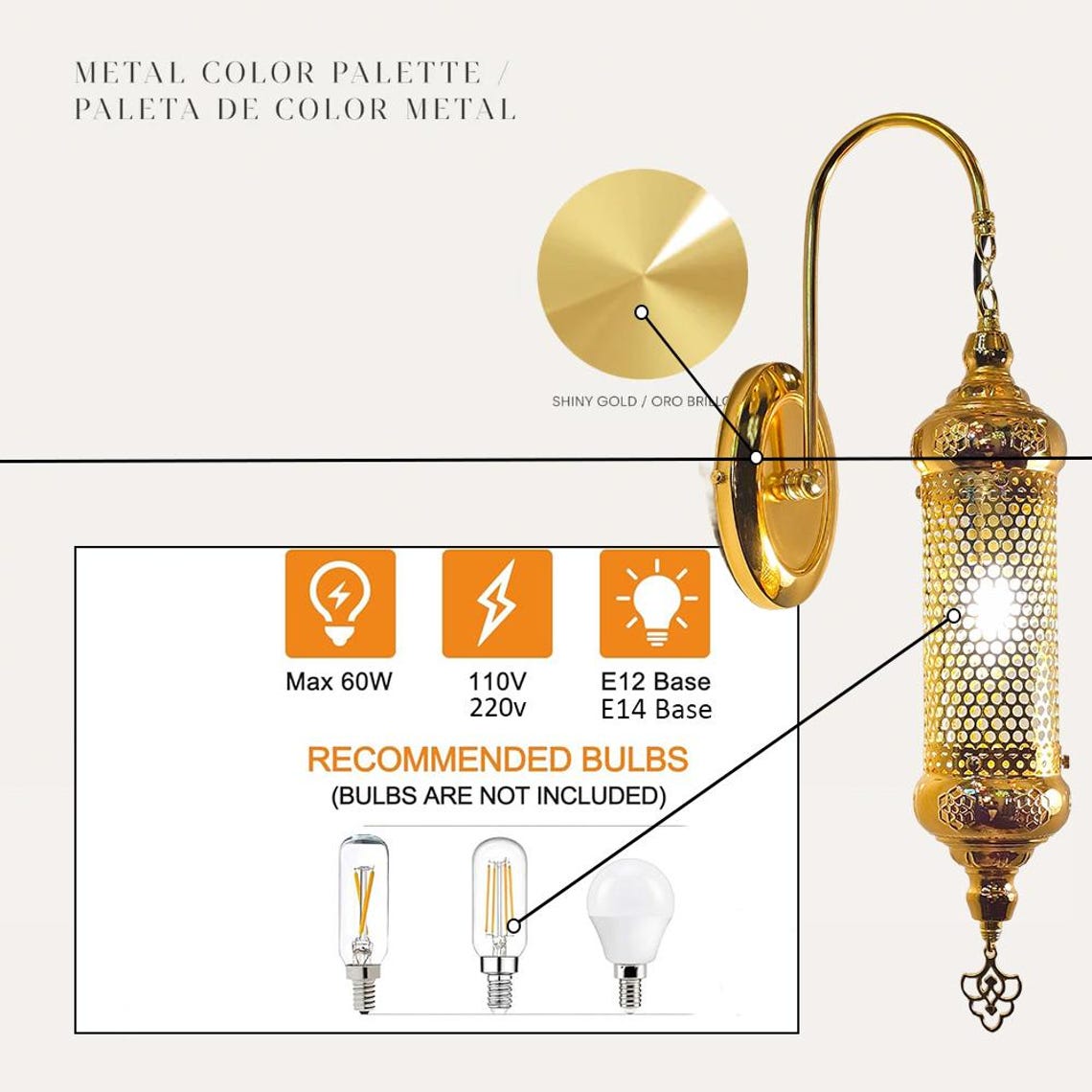 Bugra Wall sconce light fixture, gold wall sconce lamp, Wall Lighting - Anatolia Lighting