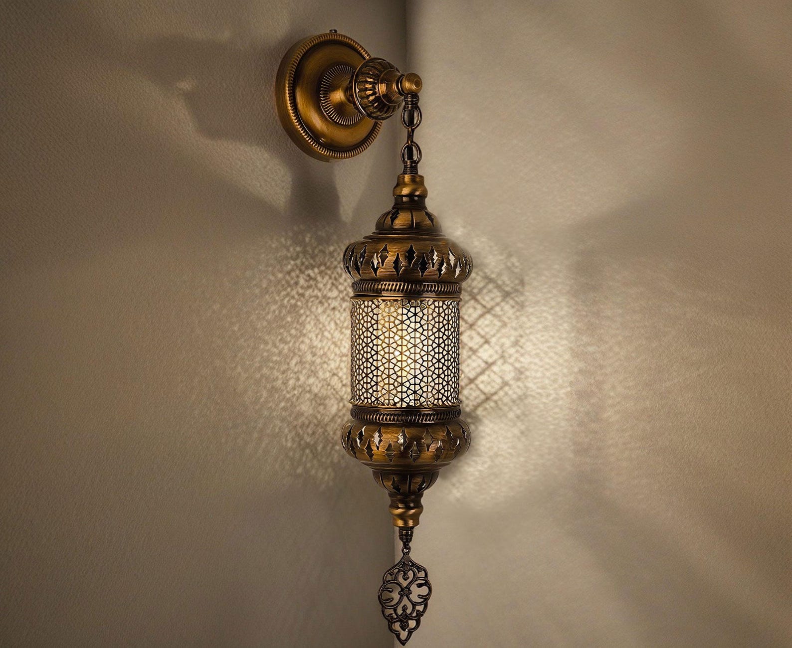 Turkish Hanging Wall Lantern, Moroccan Style Wall Lam, Handmade Bedroom Wall Lights - Anatolia Lighting