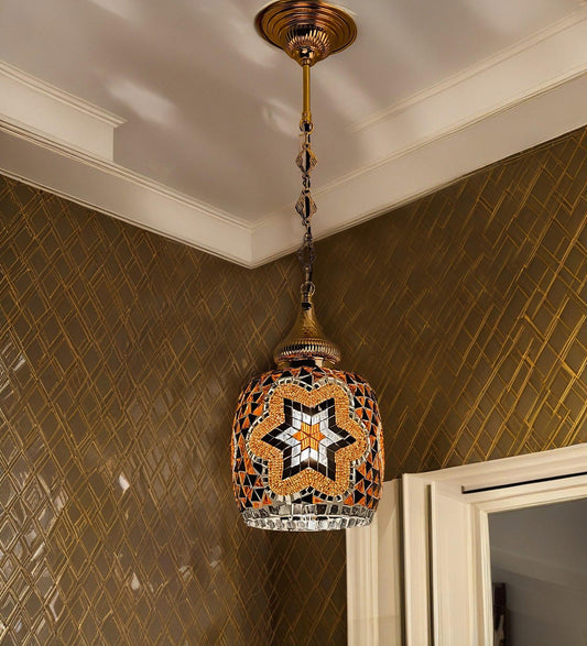 Unique Turkish Mosaic Hanging Pendant Lamp, Ceiling Lamp, Stained Glass Lamp