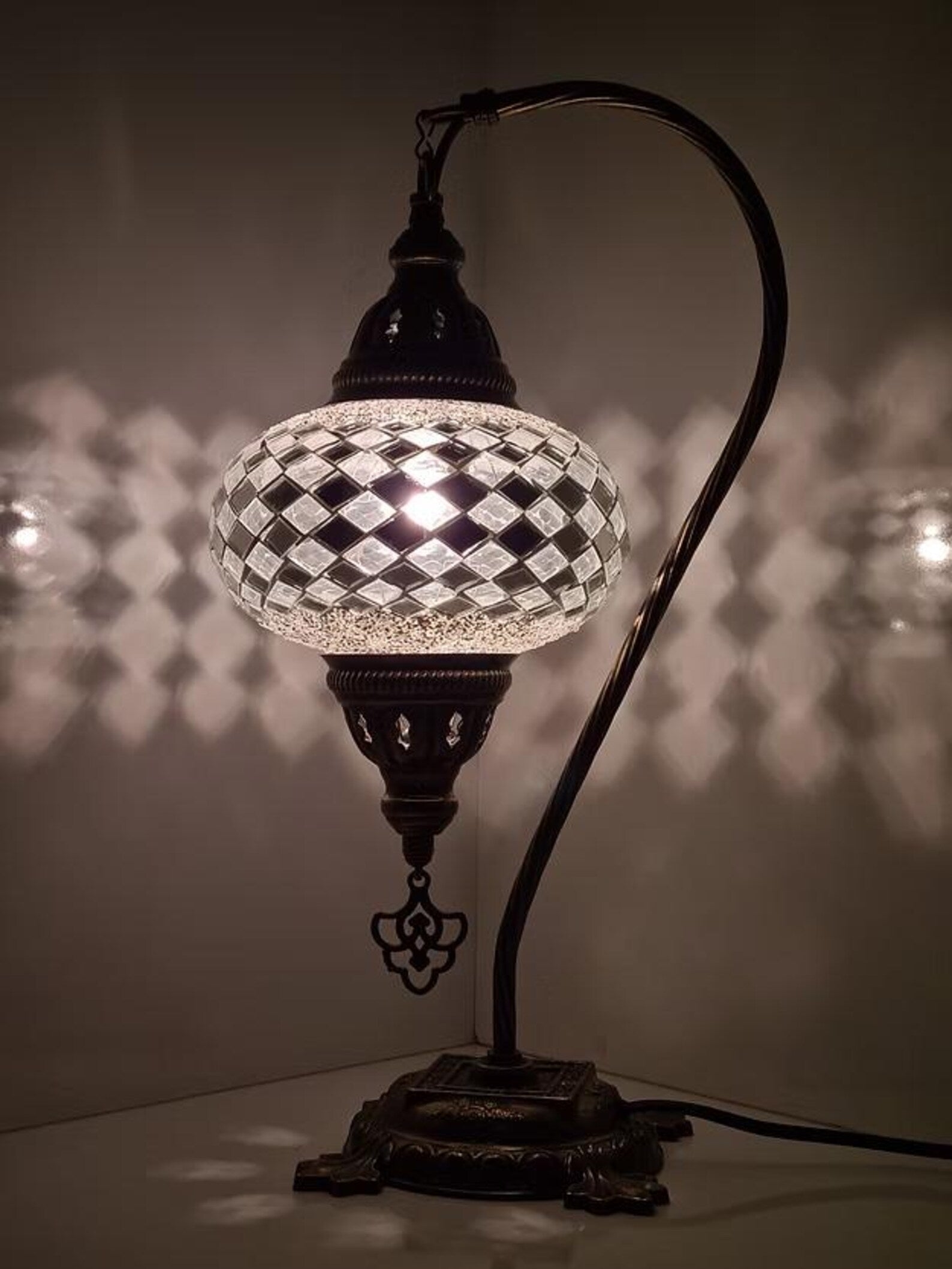 Turkish Mosaic Table Lamps, Turkish Moroccan Lamp, Glass Bedside Desk Lamp - Anatolia Lighting