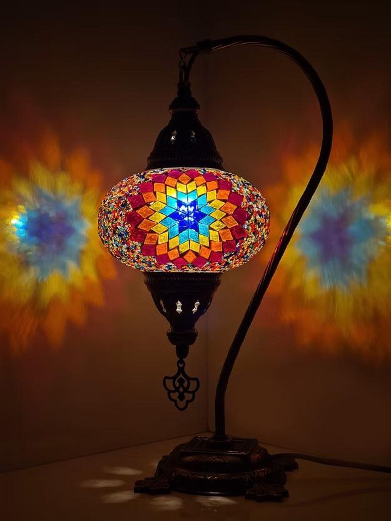 Turkish Mosaic Table Lamps, Turkish Moroccan Lamp, Glass Bedside Desk Lamp - Anatolia Lighting