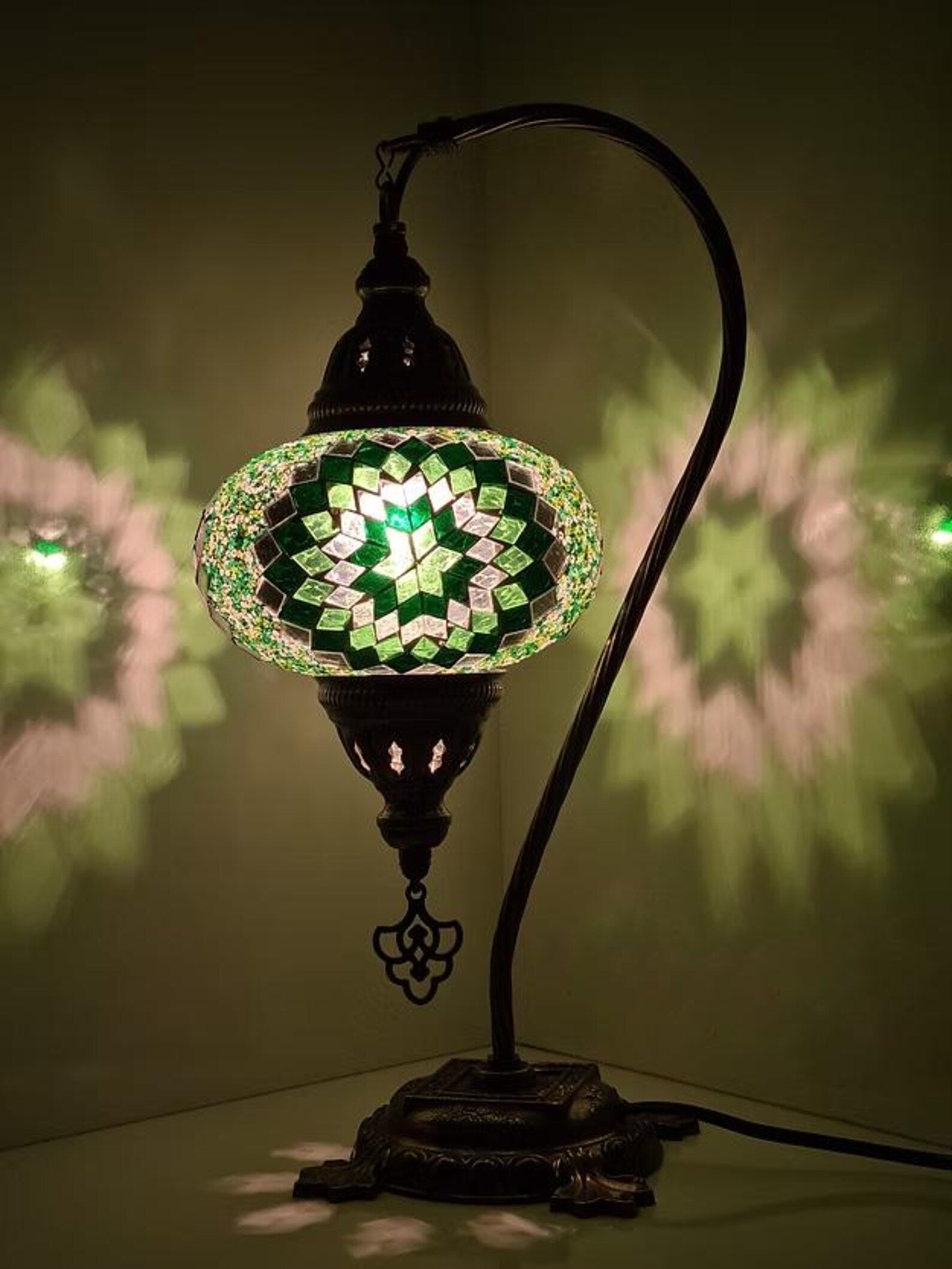 Turkish Mosaic Table Lamps, Turkish Moroccan Lamp, Glass Bedside Desk Lamp - Anatolia Lighting