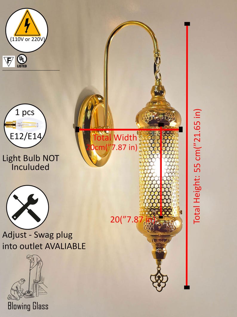 Bugra Wall sconce light fixture, gold wall sconce lamp, Wall Lighting - Anatolia Lighting