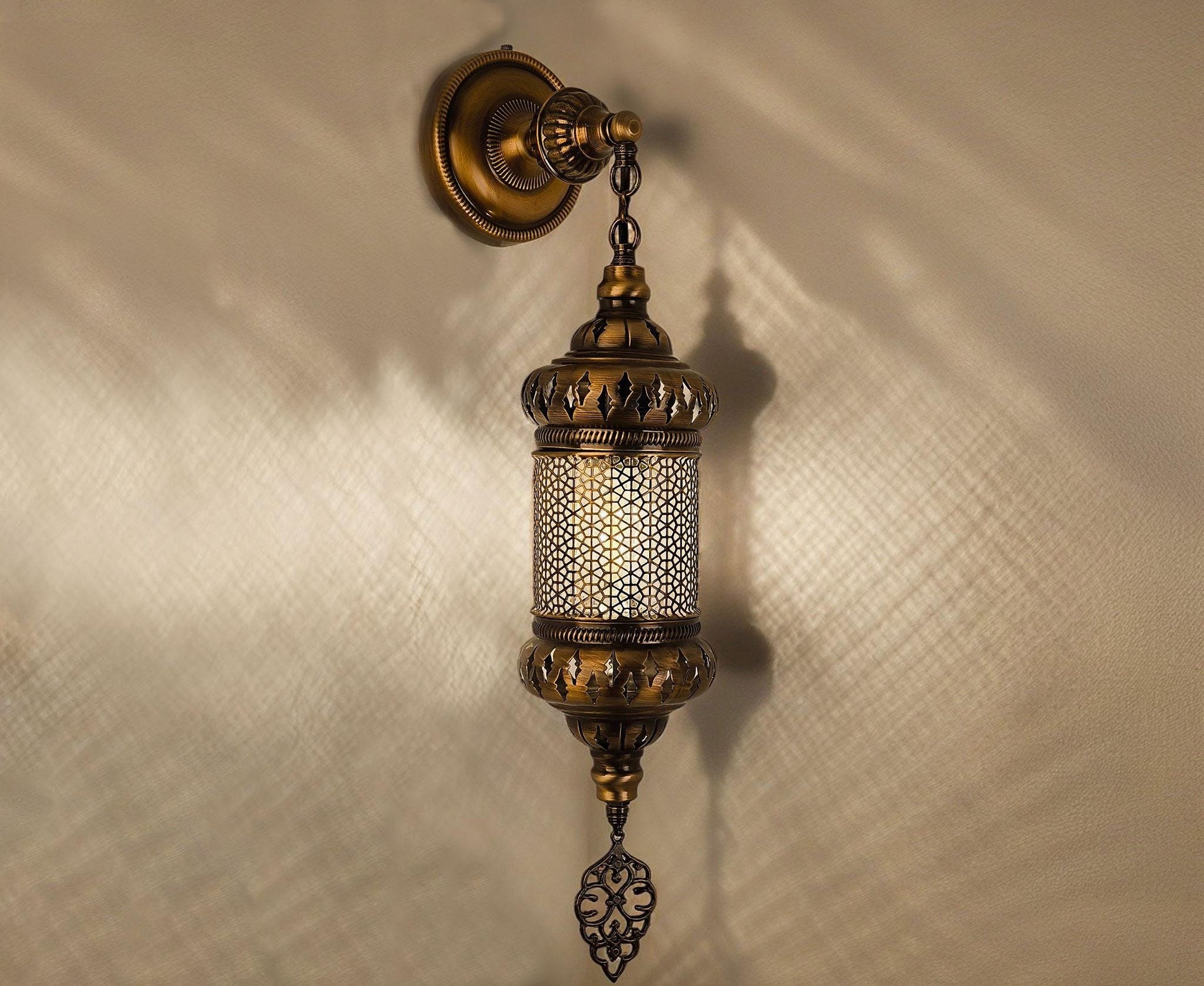 Turkish Hanging Wall Lantern, Moroccan Style Wall Lam, Handmade Bedroom Wall Lights - Anatolia Lighting