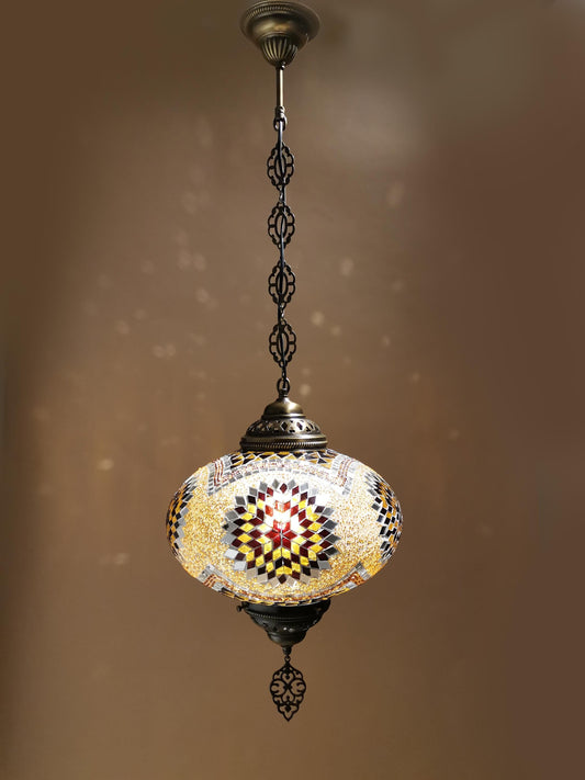 Unique Turkish Mosaic Pendant Lamp, Colorful Hanging Turkish Light