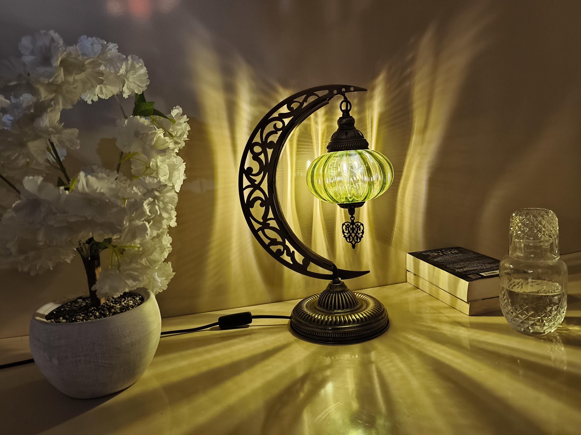 Moon Turkish Lamp Mosaic Table Lamp, Turkish Moroccan Lamp - Anatolia Lighting