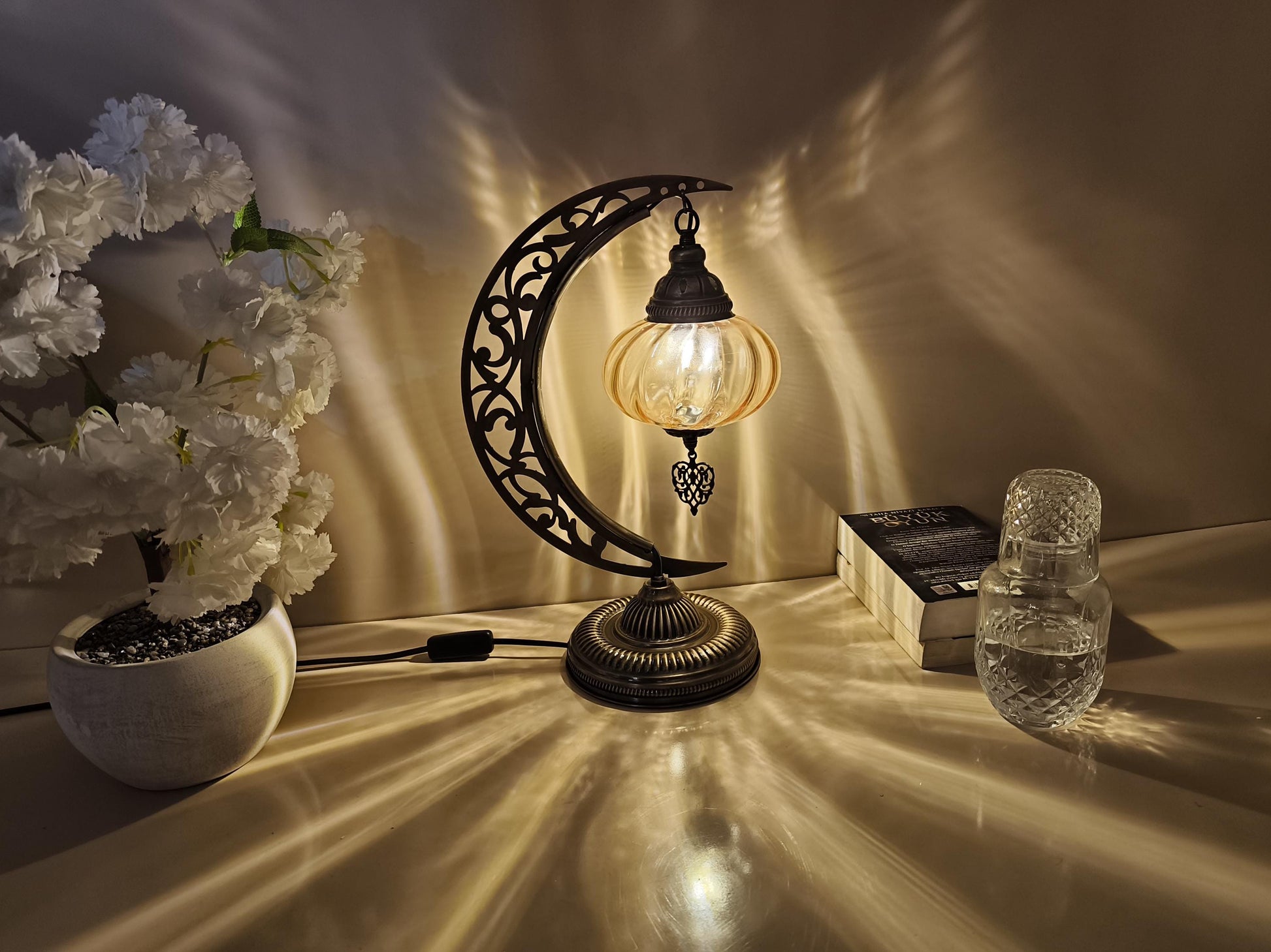 Moon Turkish Lamp Mosaic Table Lamp, Turkish Moroccan Lamp - Anatolia Lighting