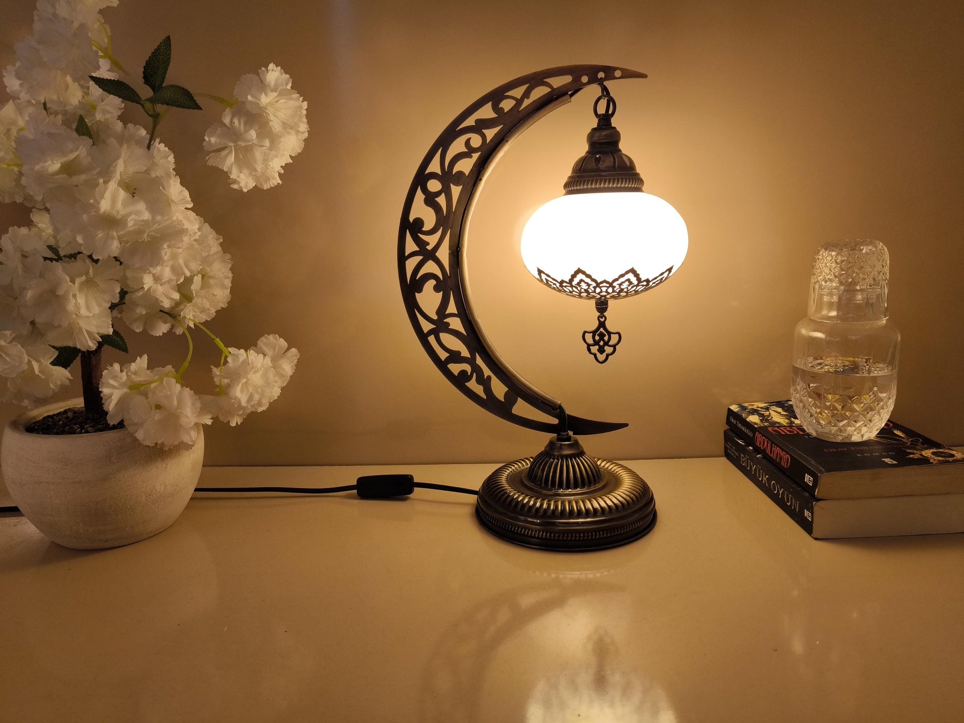 Moon Turkish Lamp Mosaic Table Lamp, Turkish Moroccan Lamp - Anatolia Lighting