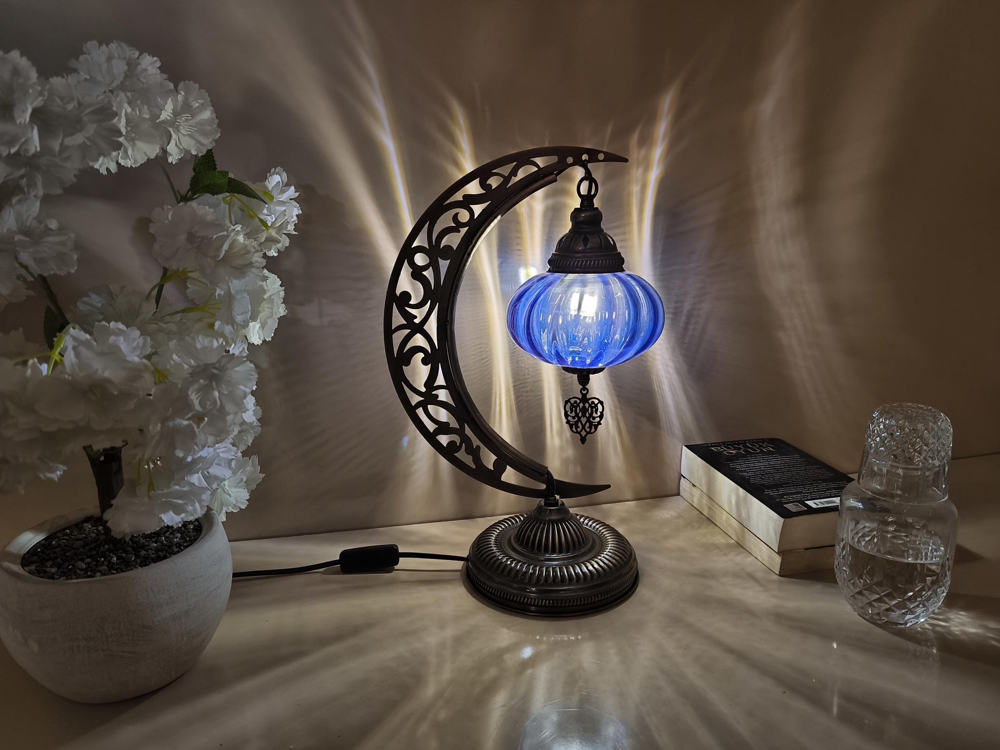 Moon Turkish Lamp Mosaic Table Lamp, Turkish Moroccan Lamp - Anatolia Lighting