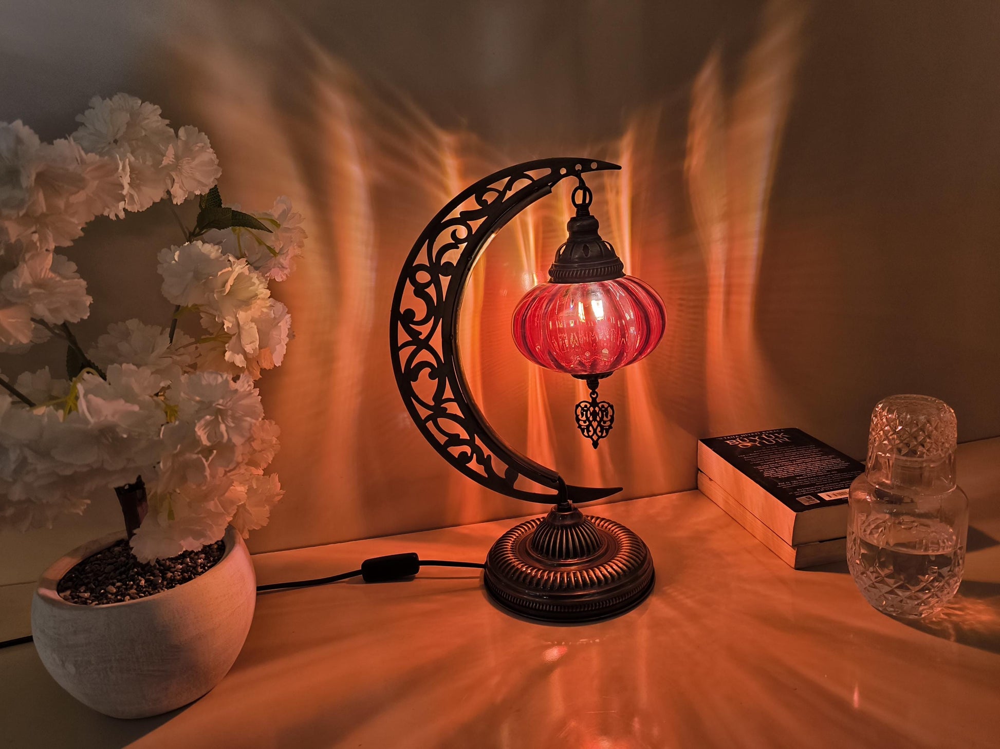 Moon Turkish Lamp Mosaic Table Lamp, Turkish Moroccan Lamp - Anatolia Lighting