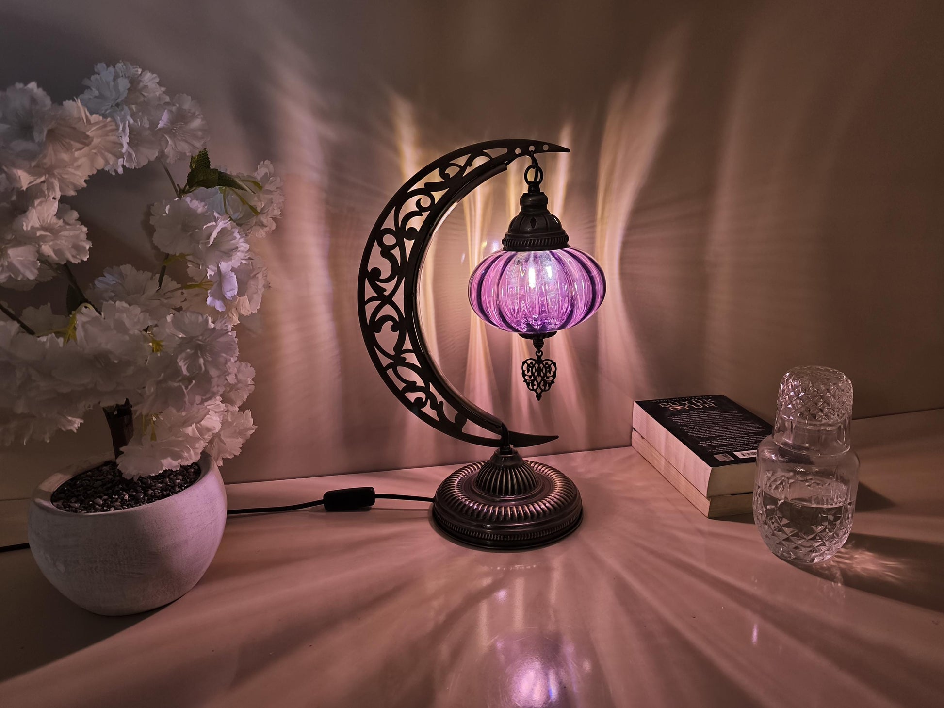 Moon Turkish Lamp Mosaic Table Lamp, Turkish Moroccan Lamp - Anatolia Lighting
