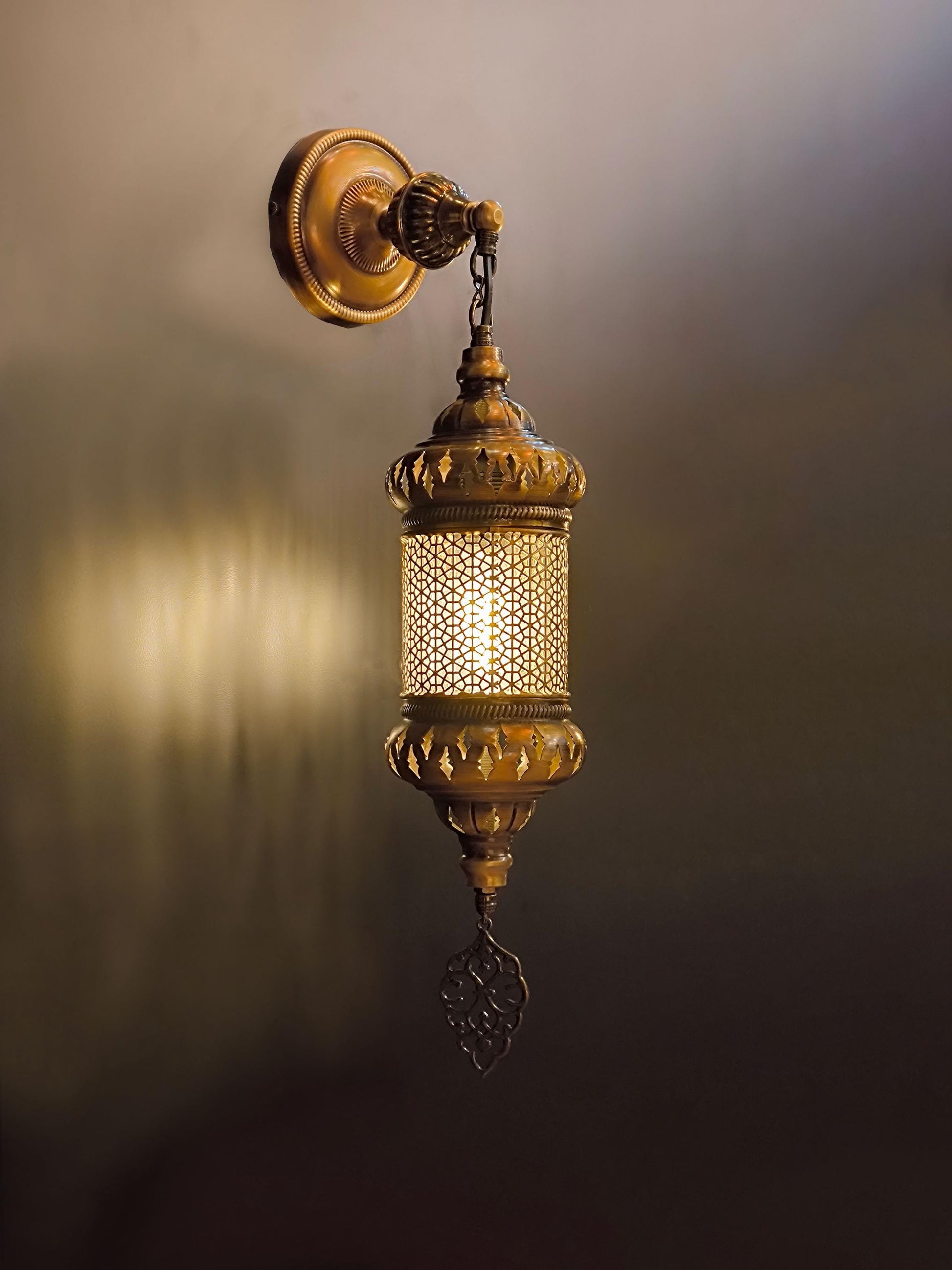 Turkish Hanging Wall Lantern, Moroccan Style Wall Lam, Handmade Bedroom Wall Lights - Anatolia Lighting
