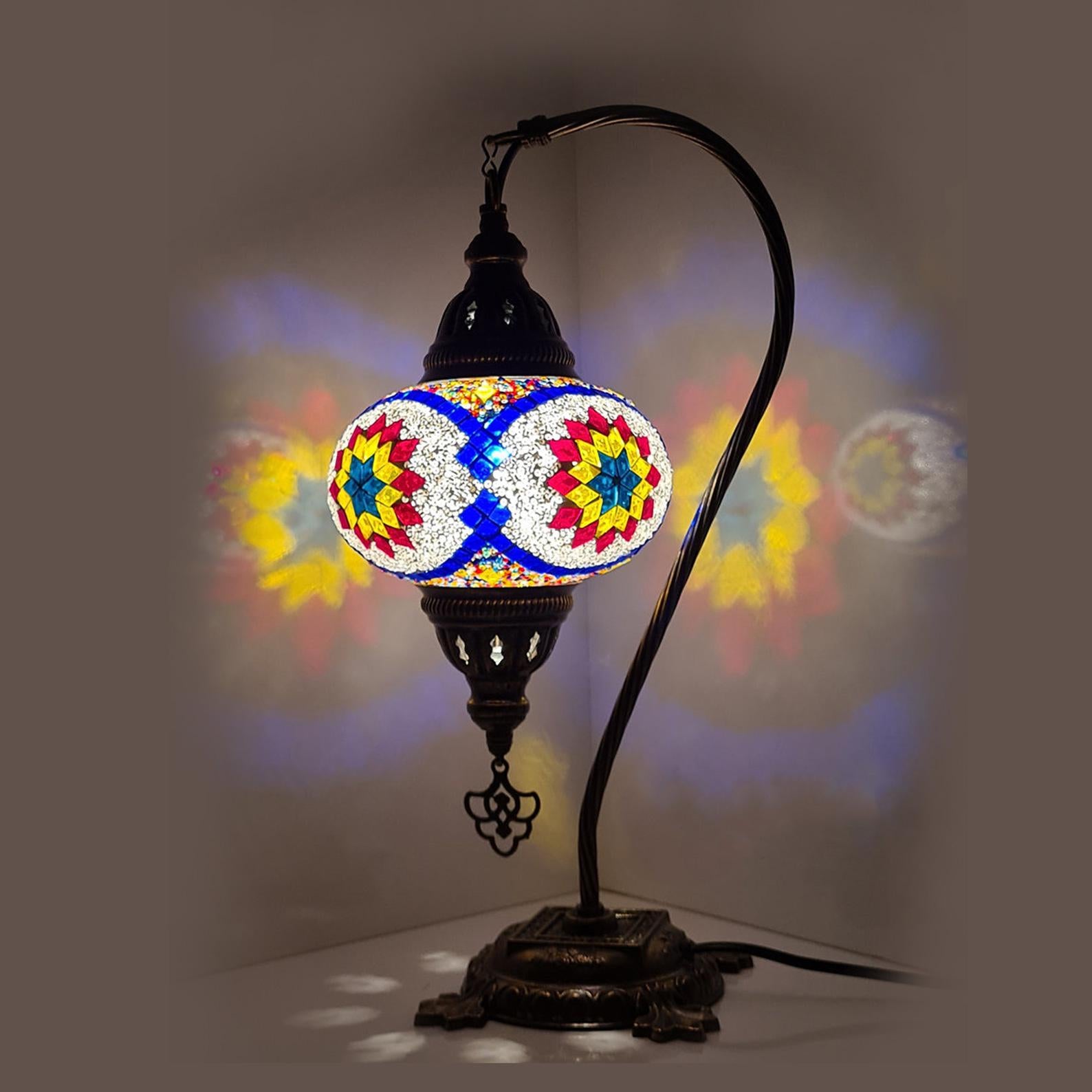 Turkish Mosaic Table Lamps, Turkish Moroccan Lamp, Glass Bedside Desk Lamp - Anatolia Lighting