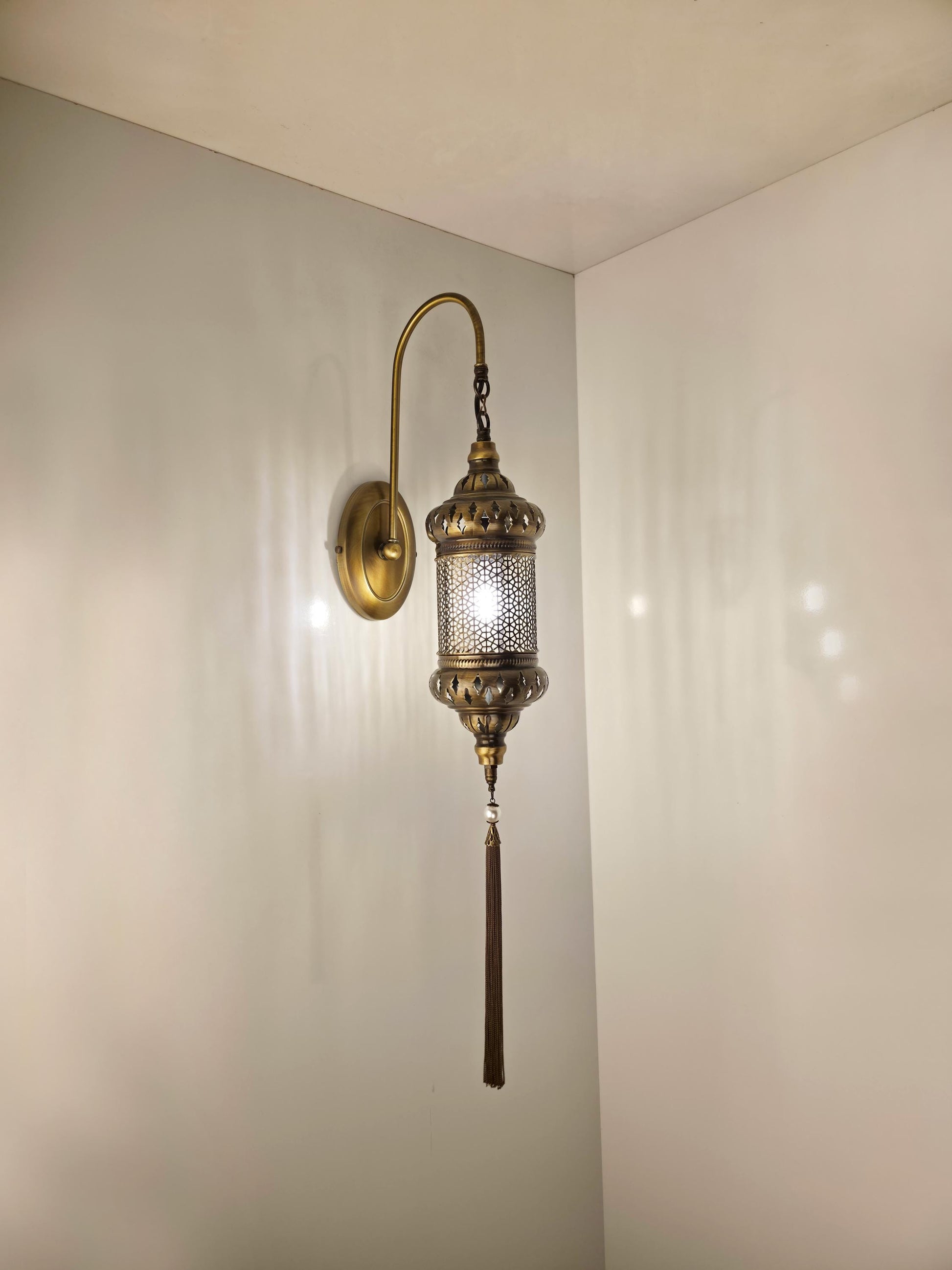 Turkish Wall Lamp, Sconce Lighting, Turkish Wall Lamp, Brass Blow Glass Bedroom - Anatolia Lighting