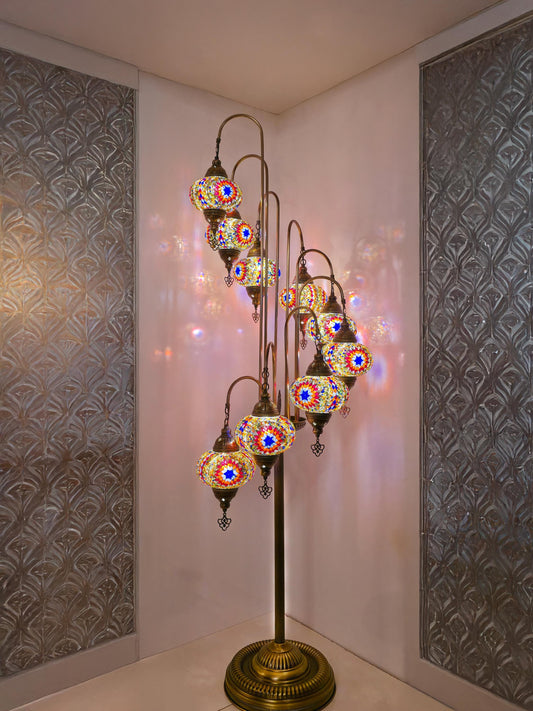 Turkish Floor Lamp Ottoman, Floor Lamp Custom Lampshade, Corner Reading Lighting