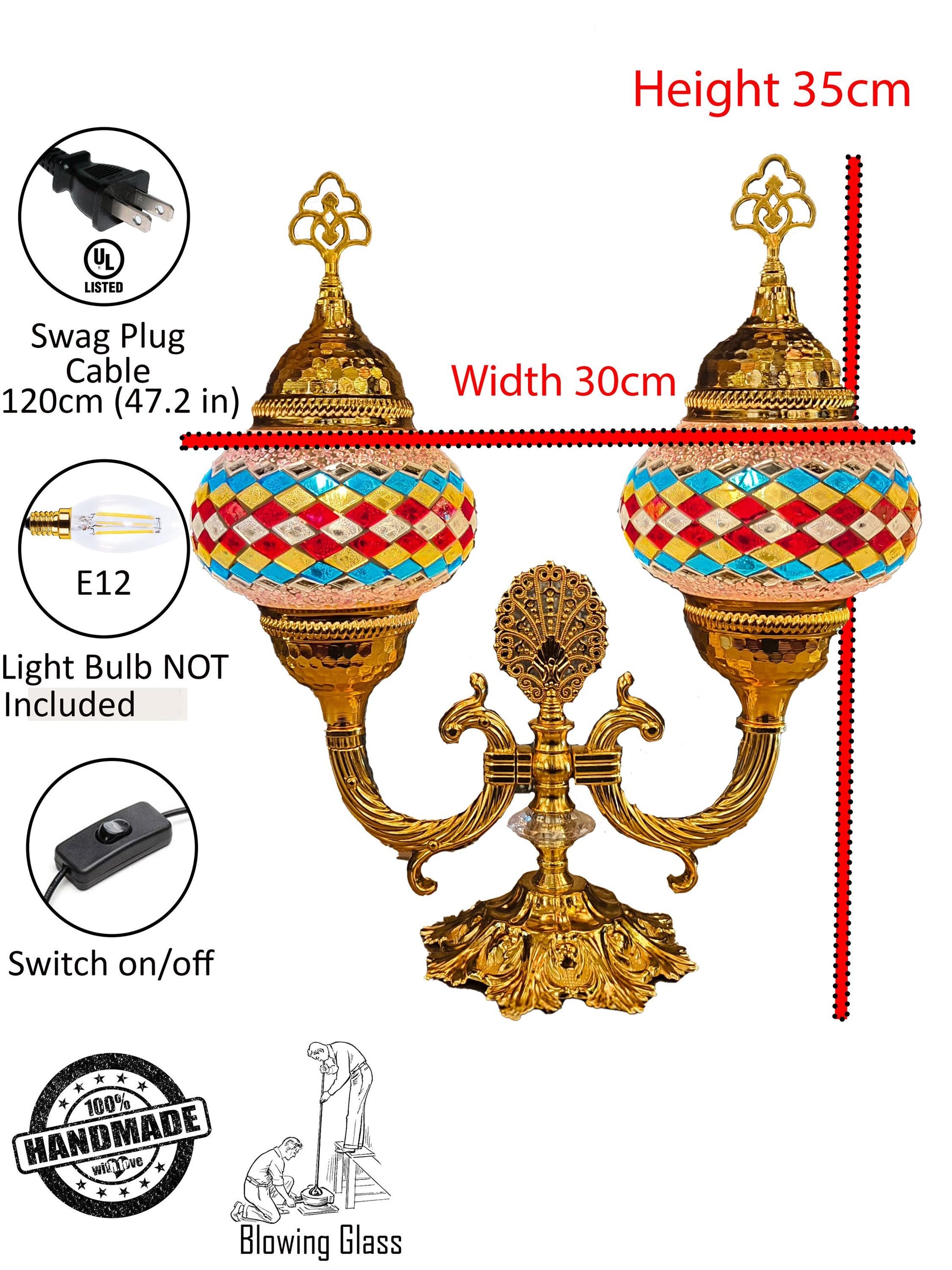 Table Lamp Art Decor, Turkish Twice Desk Lamp, Boho Brass Office Desk Lighting - Anatolia Lighting