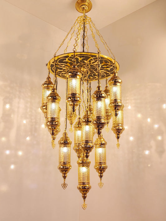 Chandelier Lighting Dining Room, Entryway Pendant Chandelier Lamp, Unique Handmade Brass