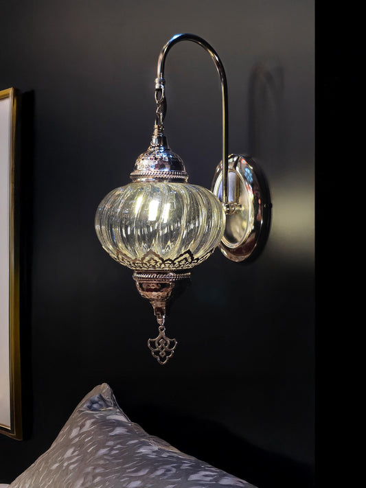 Silver Wall Sconce Light Fixture, Unique Wall Lamp for Bedroom & Bathroom