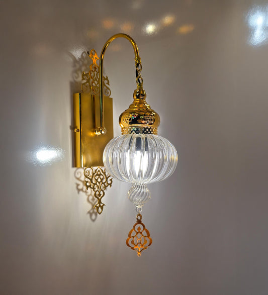 Unique Sconce Wall Lighting, Gold Metal Blowing Glass Globe Lamp