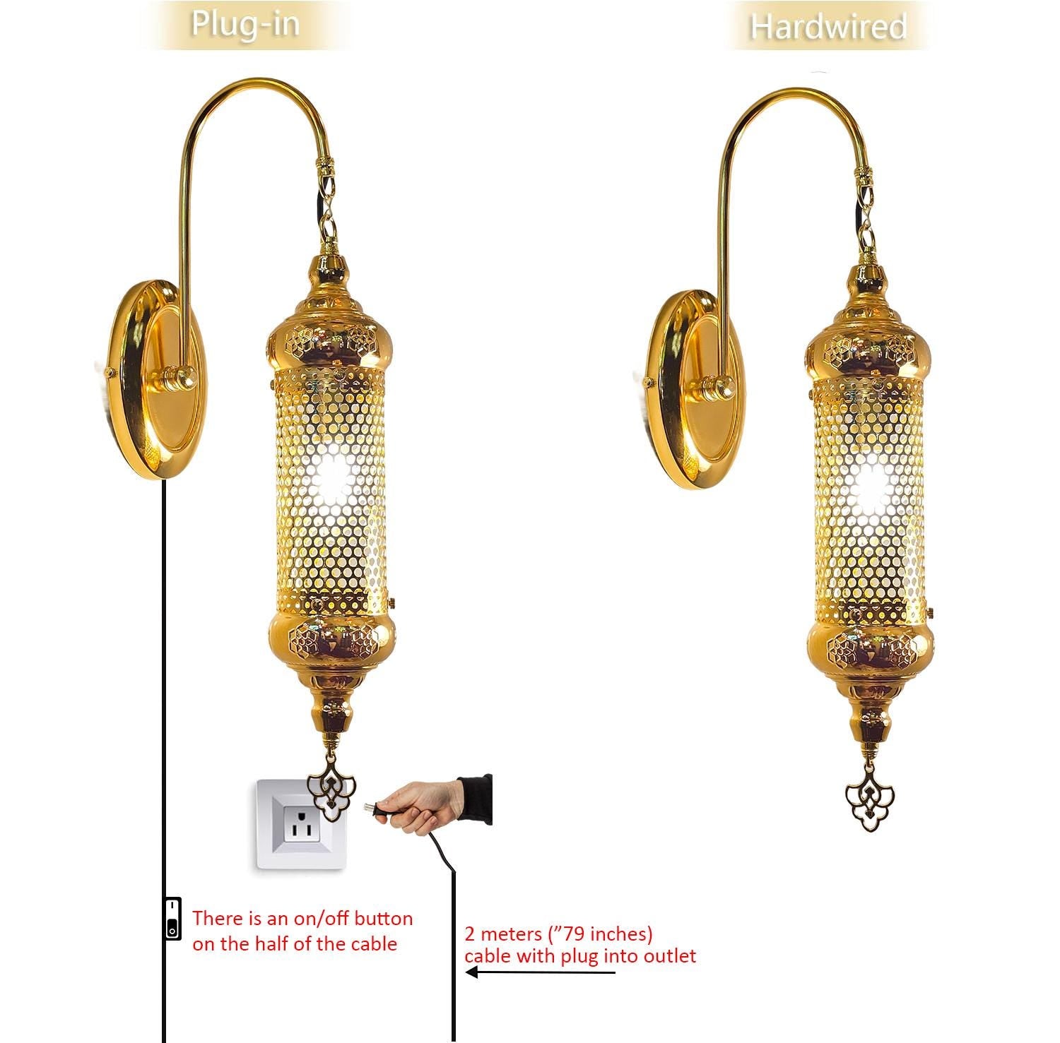 Bugra Wall sconce light fixture, gold wall sconce lamp, Wall Lighting - Anatolia Lighting