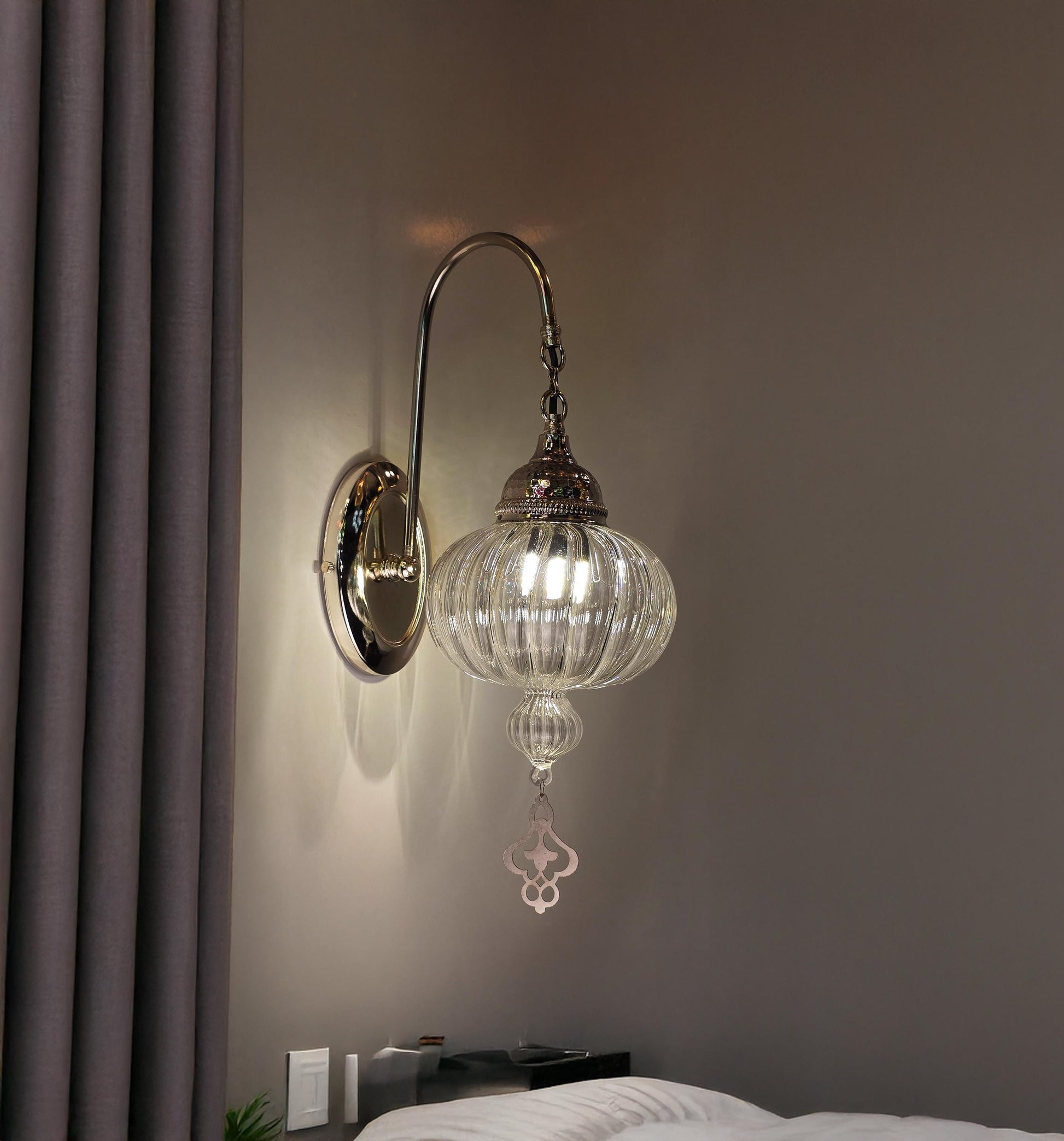 Plug in Wall Sconce Light Fixture, Silver Wall Sconce Lamp, Wall Lighting - Anatolia Lighting